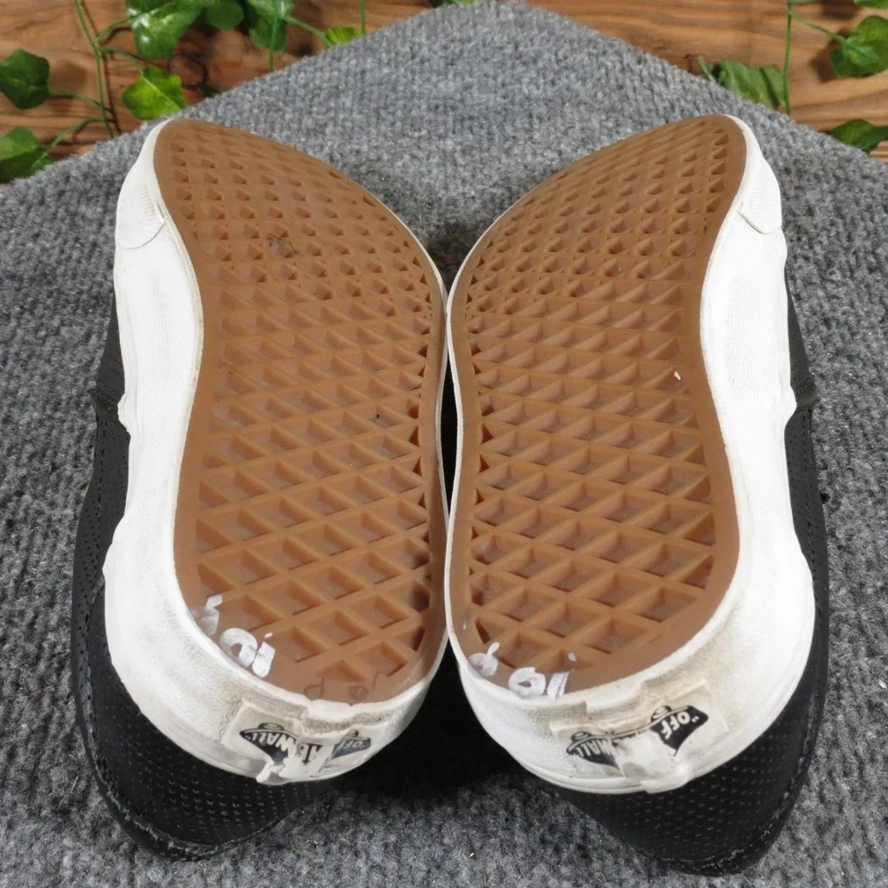 Vans Classic Slip-On‎ Women 5.5 Black Leather Perforated Casual Skate Sneakers